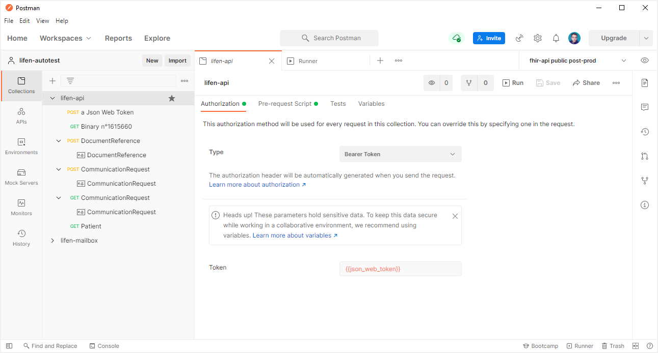 a Collection Properties panel in PostMan