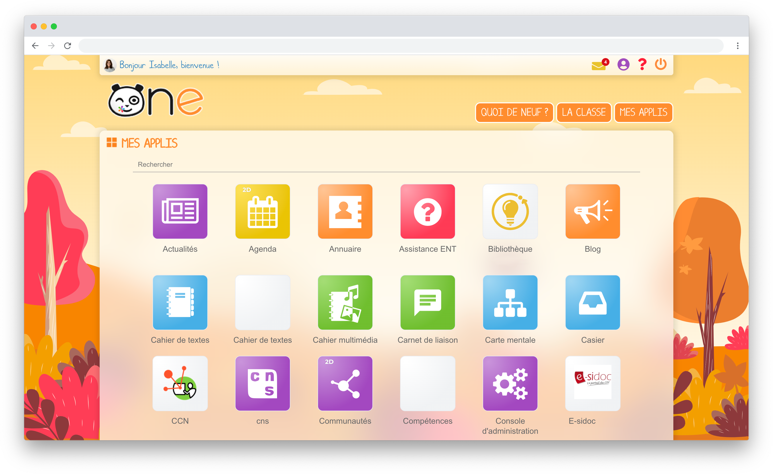 Illustration of the My Apps webpage with the Fall theme.